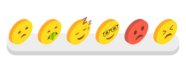 Isometric emoji set. Isometric vector illustration.