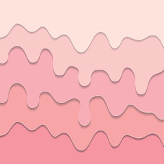 Melted flowing pastel pink cream background. 3d paper cut out layers.