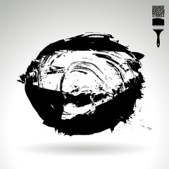 Black brush stroke and texture. Grunge vector abstract hand - painted element. Underline and border design.