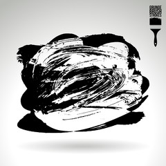 Black brush stroke and texture. Grunge vector abstract hand - painted element. Underline and border design.