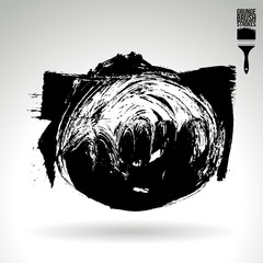 Black brush stroke and texture. Grunge vector abstract hand - painted element. Underline and border design.