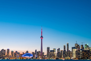 Toronto city skyline at night, Ontario, Canada