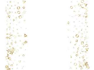 Memphis style geometric confetti vector background of triangle circle square shapes, wavy lines.