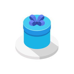Isometric cylinder gift box. Vector illustration.