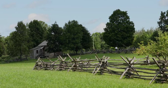 New York split rail fence around historic farm. Forest Grove western New York near the home of Joseph Smith. Founder and Prophet of the Church of Jesus Christ of Latter-day Saints