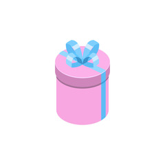 Isometric cylinder gift box. Vector illustration.