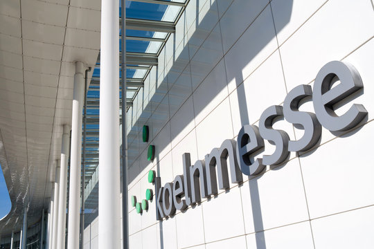 COLOGNE, GERMANY - September 21, 2016: Koelnmesse sign at the North Entrance. With around 75 trade fairs annually, Koelnmesse is one of the largest trade fair organizers in Germany.