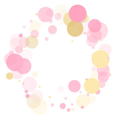 Rose gold confetti circle decoration for wedding invitation card. Birthday vector illustration.