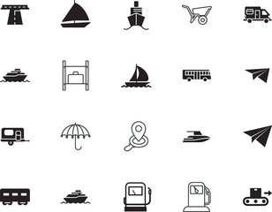 transport vector icon set such as: claim, negative, aviation, cardboard, text, lock, process, public, coach, label, briefcase, motorhome, path, handbag, industrial, fast, nozzle, railroad, gallon