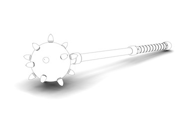 3d illustration of medieval viking mace isolated