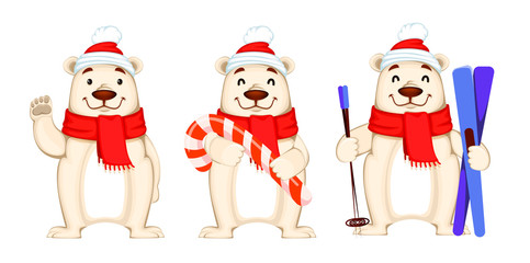 Christmas greeting card with Polar bear