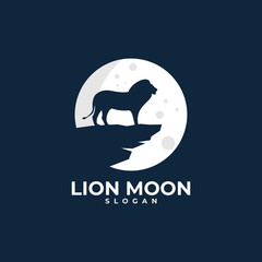 Fototapeta premium Lion moon illustration logo design