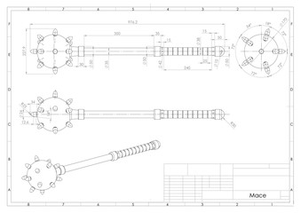 3d illustration of medieval viking mace isolated