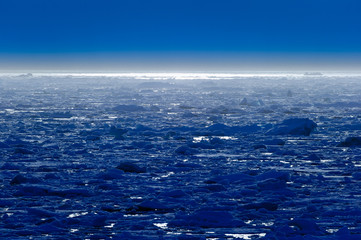 Sunset over an ice pack in the Arctic Circle, Nordaustlandet, Svalbard, Norway