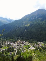 The woods and the nature of the Anzasca valley, at the foot of Monte Rosa, near the town of Macugnaga, Italy - August 2019.