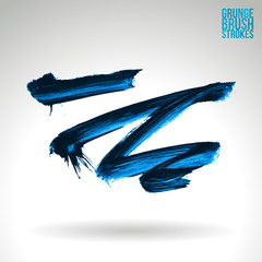 Fototapeta premium Blue brush stroke and texture. Grunge vector abstract hand - painted element. Underline and border design.