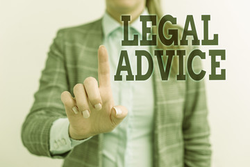 Word writing text Legal Advice. Business photo showcasing Lawyer opinion about law procedure in a particular situation Digital business concept with business woman
