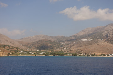 Fototapeta premium Photo from picturesque port and village of Aigiali in island of Amorgos, Cyclades, Greece