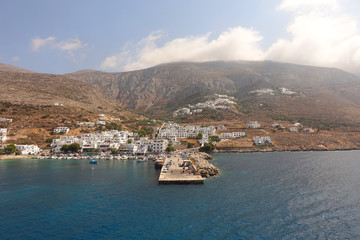 Photo from picturesque port and village of Aigiali in island of Amorgos, Cyclades, Greece