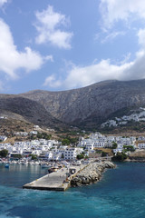 Photo from picturesque port and village of Aigiali in island of Amorgos, Cyclades, Greece