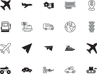 transport vector icon set such as: studio, planet, train, address, street, box, customs, home, sale, scales, arrow, baggage, weigh, front, atm, commerce, red, drawing, package, editable, work