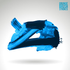 Blue brush stroke and texture. Grunge vector abstract hand - painted element. Underline and border design.