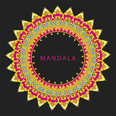 Vector round abstract circle. Mandala style. Decorative element, colored circular design element.