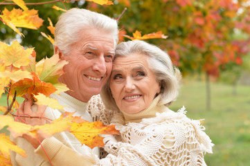beautiful senior couple relaxing in the park