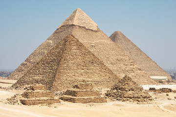 Fototapeta na wymiar The Giza pyramid complex, also called the Giza Necropolis on the Giza Plateau in Egypt