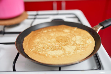 Cooking pancakes at home