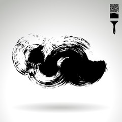 Black brush stroke and texture. Grunge vector abstract hand - painted element. Underline and border design.