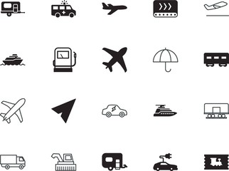 transport vector icon set such as: s, alternative, takeoff, gallon, express, yacht, glass, clinical, track, medicine, outdoor, beautiful, depart, mail, safety, farm, automated, field, water