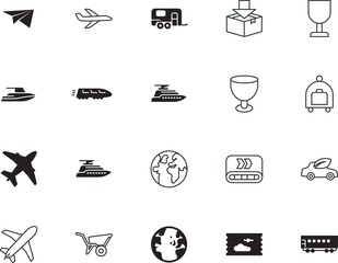 transport vector icon set such as: website, bullet, beautiful, suitcase, fuel, clean, handling, conveyor, process, camp, power, move, barrow, toy, natural, warehouse, van, ticket, wash, tech, tickets