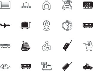transport vector icon set such as: medical, handle, scales, friendly, cab, leaf, handling, light, bus, wheelchair, studio, commerce, bonus, law, man, set, plane, currency, location, color, bubble