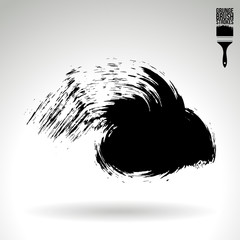 Black brush stroke and texture. Grunge vector abstract hand - painted element. Underline and border design.