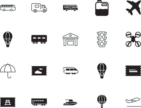 transport vector icon set such as: jerry, drone, silicone walley, depart, container, development, oil, semaphore, diesel, umbrella, s, break, text, aerial, price, canister, yacht, light, smart