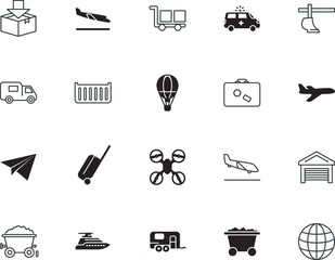 transport vector icon set such as: copter, automobile, care, medical, heavy, yacht, fast, handbag, clinic, medic, quadcopter, planet, ride, digital, plowing, weather, manufacture, america, carton