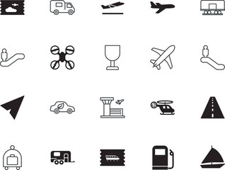 transport vector icon set such as: nautical, warning, camp, stack, wash, care, fast, bag, tourist, airways, environment, silicone walley, natural, thin, caravan, color, highway, coupon, pack, nature