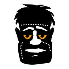 Halloween head zombie flat single icon. Halloween symbol of fear and danger