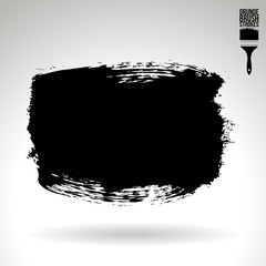 Black brush stroke and texture. Grunge vector abstract hand - painted element. Underline and border design.
