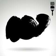 Black brush stroke and texture. Grunge vector abstract hand - painted element. Underline and border design.