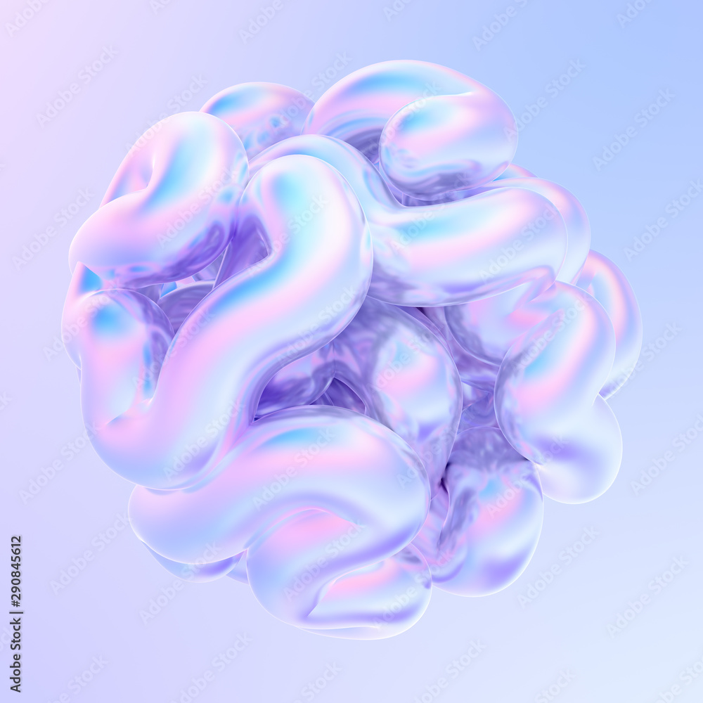 Poster differential growth abstract holographic liquid shape. fluid design element for banners posters and 