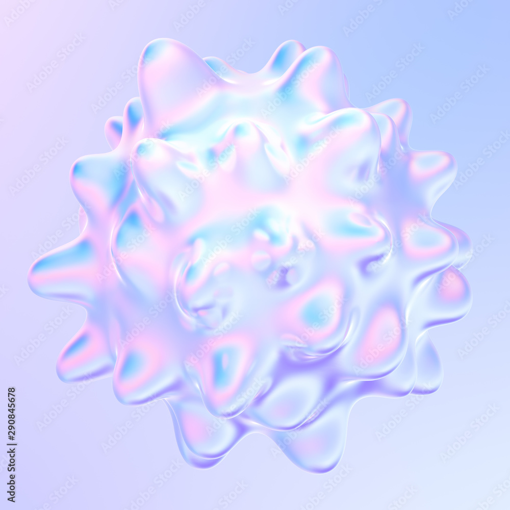 Aufkleber Abstract ferrofluid 3D shape liquid 3D design element. Colorful fluid geometric shape splashing in motion. Flyer poster and banner design with splattering liquid shape. 3d rendering.