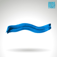Blue brush stroke and texture. Grunge vector abstract hand - painted element. Underline and border design.