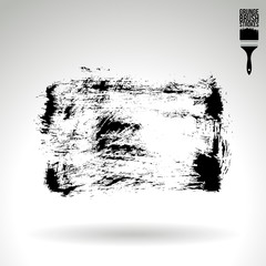 Black brush stroke and texture. Grunge vector abstract hand - painted element. Underline and border design.