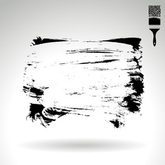 Black brush stroke and texture. Grunge vector abstract hand - painted element. Underline and border design.