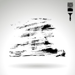 Black brush stroke and texture. Grunge vector abstract hand - painted element. Underline and border design.