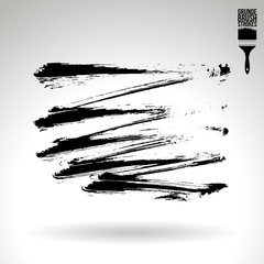 Black brush stroke and texture. Grunge vector abstract hand - painted element. Underline and border design.