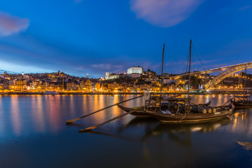 Porto - boats in Douro River at night