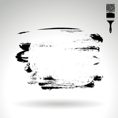 Black brush stroke and texture. Grunge vector abstract hand - painted element. Underline and border design.